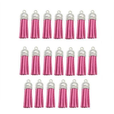 10/20db/tétel Ezüstsapkás bőr bojt kulcstartó Bojt barkács ékszerkészítéshez kulcstartó üregek és kézműves kellékek