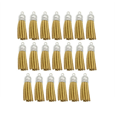 10/20db/tétel Ezüstsapkás bőr bojt kulcstartó Bojt barkács ékszerkészítéshez kulcstartó üregek és kézműves kellékek