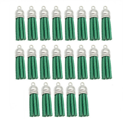 10/20db/tétel Ezüstsapkás bőr bojt kulcstartó Bojt barkács ékszerkészítéshez kulcstartó üregek és kézműves kellékek