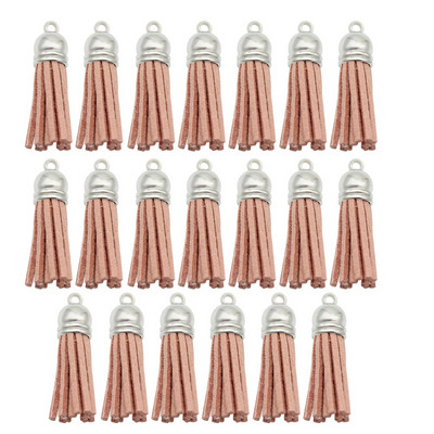 10/20db/tétel Ezüstsapkás bőr bojt kulcstartó Bojt barkács ékszerkészítéshez kulcstartó üregek és kézműves kellékek