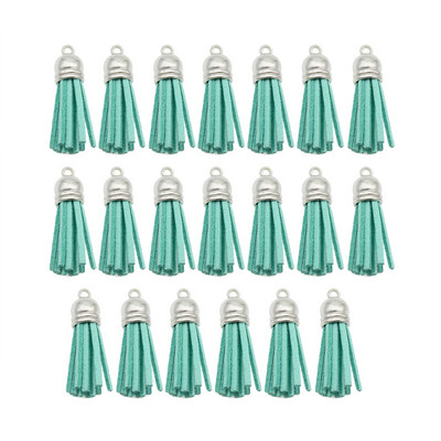 10/20db/tétel Ezüstsapkás bőr bojt kulcstartó Bojt barkács ékszerkészítéshez kulcstartó üregek és kézműves kellékek