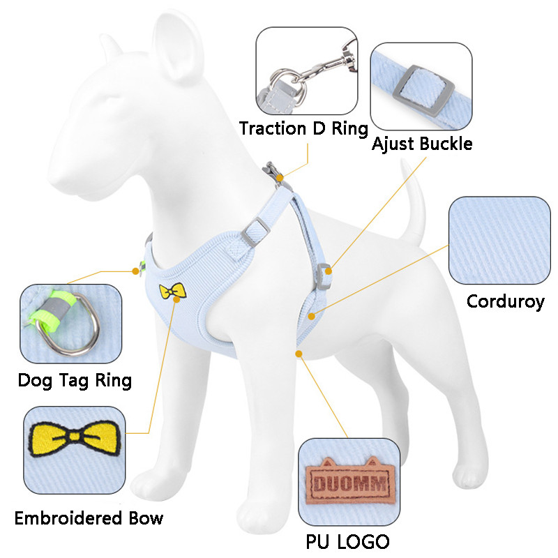 Nyári kordbársony kutyahám és póráz kis, közepes méretű kutyák számára Lélegző kölyökmacska hám mellény Chihuahua sétáló póráz