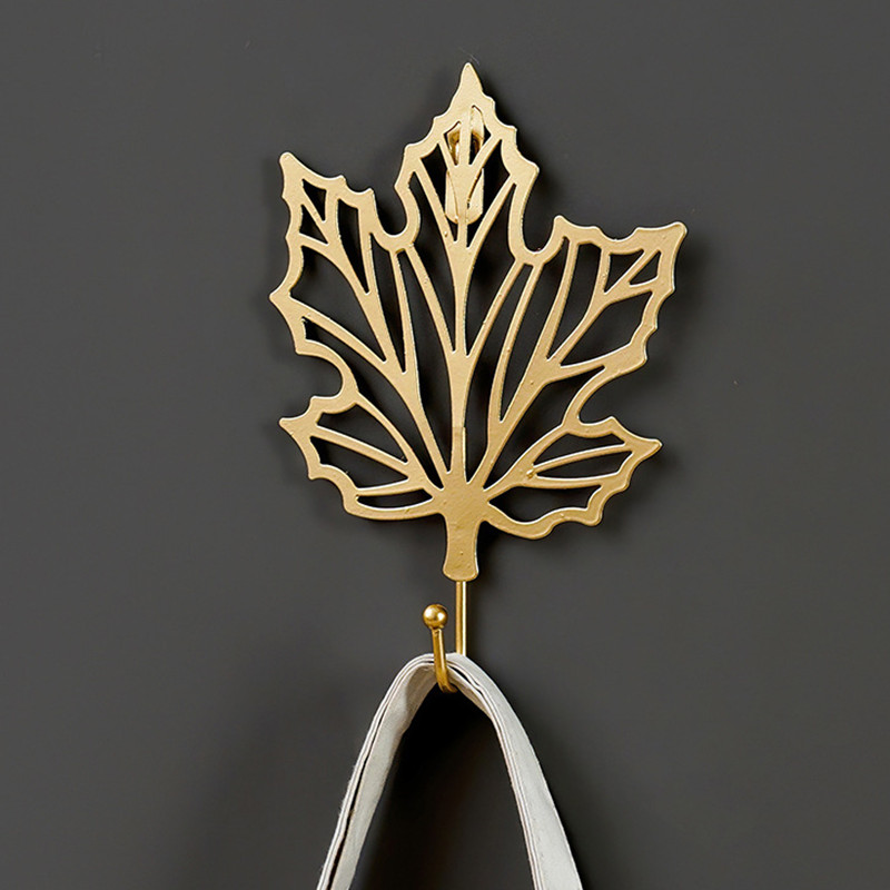 Retro auksinės formos lapų formos pakabinami kabliukai be smūgio Sieninė kabykla Pakabinama laikymo lentynėlė Rankšluosčiai Laikrodžio maišelis Raktas Lipnus namų apyvokos reikmenys