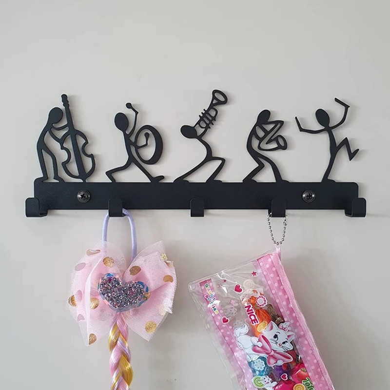 Raktų laikiklis, skirtas prie sienos tvirtinamas Cat Sweet Home Dekoratyvinis 5 kabliukų laikiklis Metalinė kabykla priekinių durų virtuvė Vonios kambarys Drabužių skrybėlių organizatorius