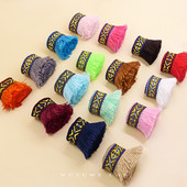 3m/παρτίδα έθνικ φούντα δαντέλα Περιθώριο κεφαλής Κουρτίνα ένδυσης Διακοσμητικό μαξιλάρι Κορδέλα χρωματιστή Ραπτική Εθνική Στολή 4cm