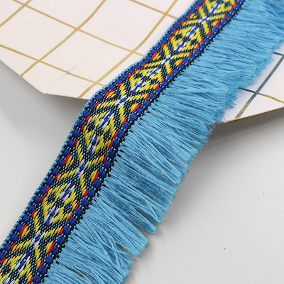 3m/παρτίδα έθνικ φούντα δαντέλα Περιθώριο κεφαλής Κουρτίνα ένδυσης Διακοσμητικό μαξιλάρι Κορδέλα χρωματιστή Ραπτική Εθνική Στολή 4cm