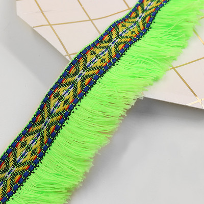 3m/παρτίδα έθνικ φούντα δαντέλα Περιθώριο κεφαλής Κουρτίνα ένδυσης Διακοσμητικό μαξιλάρι Κορδέλα χρωματιστή Ραπτική Εθνική Στολή 4cm