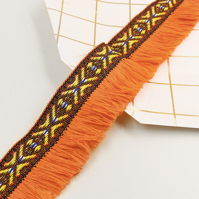 3m/παρτίδα έθνικ φούντα δαντέλα Περιθώριο κεφαλής Κουρτίνα ένδυσης Διακοσμητικό μαξιλάρι Κορδέλα χρωματιστή Ραπτική Εθνική Στολή 4cm