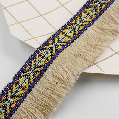 3m/παρτίδα έθνικ φούντα δαντέλα Περιθώριο κεφαλής Κουρτίνα ένδυσης Διακοσμητικό μαξιλάρι Κορδέλα χρωματιστή Ραπτική Εθνική Στολή 4cm