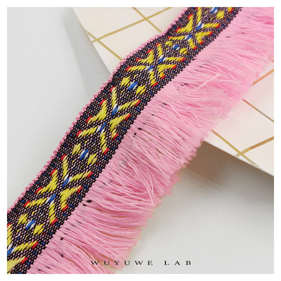 3m/παρτίδα έθνικ φούντα δαντέλα Περιθώριο κεφαλής Κουρτίνα ένδυσης Διακοσμητικό μαξιλάρι Κορδέλα χρωματιστή Ραπτική Εθνική Στολή 4cm