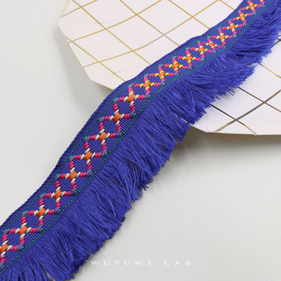 3m/παρτίδα έθνικ φούντα δαντέλα Περιθώριο κεφαλής Κουρτίνα ένδυσης Διακοσμητικό μαξιλάρι Κορδέλα χρωματιστή Ραπτική Εθνική Στολή 4cm