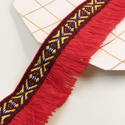 3m/παρτίδα έθνικ φούντα δαντέλα Περιθώριο κεφαλής Κουρτίνα ένδυσης Διακοσμητικό μαξιλάρι Κορδέλα χρωματιστή Ραπτική Εθνική Στολή 4cm