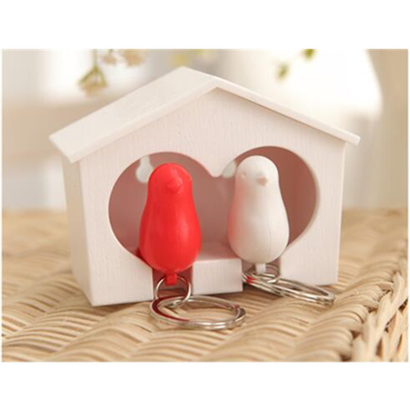 Karstais komplekts 2 putnu atslēgu piekariņš + mājas ligzdas svilpes atslēgu turētājs ķēdes gredzens atslēgu turētājs atslēgu piekariņš atslēgu piekariņš kulons pakaramais Moderna dāvana