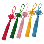 2 τμχ Φούντα Κρόσια Χειροποίητο Μεταξωτό Νήμα Κινέζικο Κόμπο Φούντα Κτυπήματα Φούντα λουλουδιών για DIY χειροτεχνική πόρτα αυτοκινήτου Χειροποίητη διακόσμηση σπιτιού