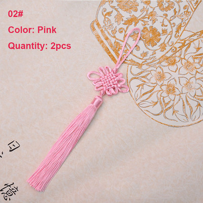 2 τμχ Φούντα Κρόσια Χειροποίητο Μεταξωτό Νήμα Κινέζικο Κόμπο Φούντα Κτυπήματα Φούντα λουλουδιών για DIY χειροτεχνική πόρτα αυτοκινήτου Χειροποίητη διακόσμηση σπιτιού