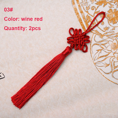 2 τμχ Φούντα Κρόσια Χειροποίητο Μεταξωτό Νήμα Κινέζικο Κόμπο Φούντα Κτυπήματα Φούντα λουλουδιών για DIY χειροτεχνική πόρτα αυτοκινήτου Χειροποίητη διακόσμηση σπιτιού