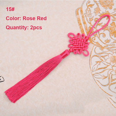 2 τμχ Φούντα Κρόσια Χειροποίητο Μεταξωτό Νήμα Κινέζικο Κόμπο Φούντα Κτυπήματα Φούντα λουλουδιών για DIY χειροτεχνική πόρτα αυτοκινήτου Χειροποίητη διακόσμηση σπιτιού