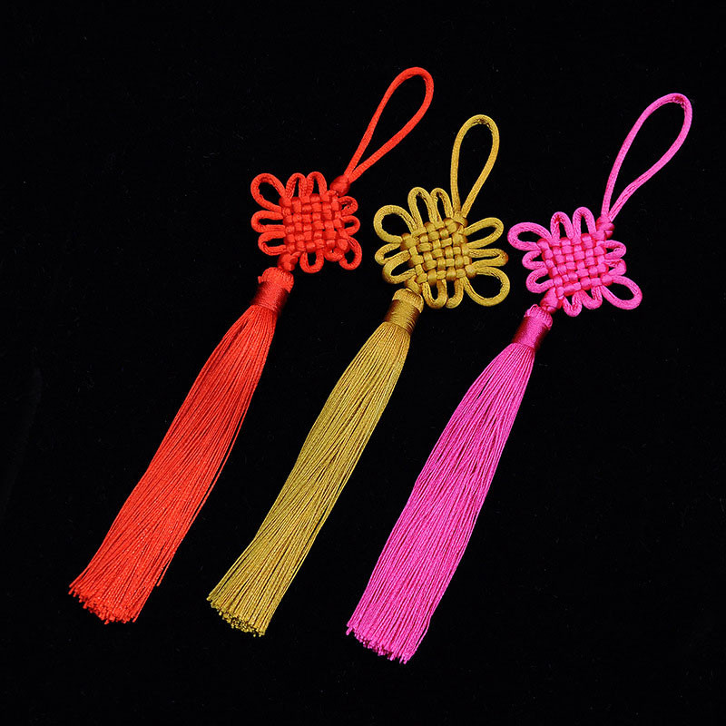 2 τμχ Φούντα Κρόσια Χειροποίητο Μεταξωτό Νήμα Κινέζικο Κόμπο Φούντα Κτυπήματα Φούντα λουλουδιών για DIY χειροτεχνική πόρτα αυτοκινήτου Χειροποίητη διακόσμηση σπιτιού