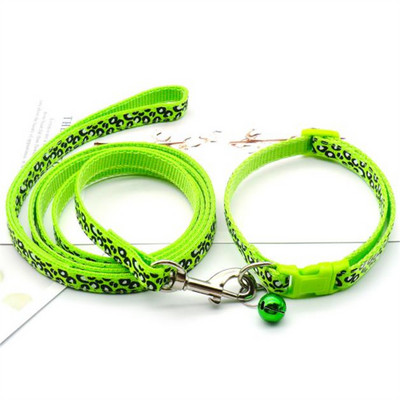 Κολάρο για σκύλους μόδας Σχοινί έλξης Μοτίβο Leopard Cute Bell Ρυθμιζόμενα περιλαίμια για σκύλους Γάτες Αξεσουάρ για κατοικίδια κουτάβι DIY