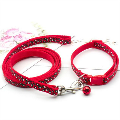 Κολάρο για σκύλους μόδας Σχοινί έλξης Μοτίβο Leopard Cute Bell Ρυθμιζόμενα περιλαίμια για σκύλους Γάτες Αξεσουάρ για κατοικίδια κουτάβι DIY