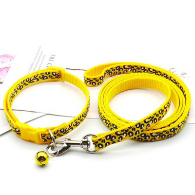 Κολάρο για σκύλους μόδας Σχοινί έλξης Μοτίβο Leopard Cute Bell Ρυθμιζόμενα περιλαίμια για σκύλους Γάτες Αξεσουάρ για κατοικίδια κουτάβι DIY