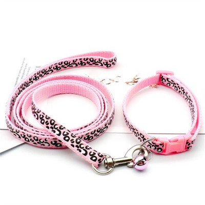 Κολάρο για σκύλους μόδας Σχοινί έλξης Μοτίβο Leopard Cute Bell Ρυθμιζόμενα περιλαίμια για σκύλους Γάτες Αξεσουάρ για κατοικίδια κουτάβι DIY