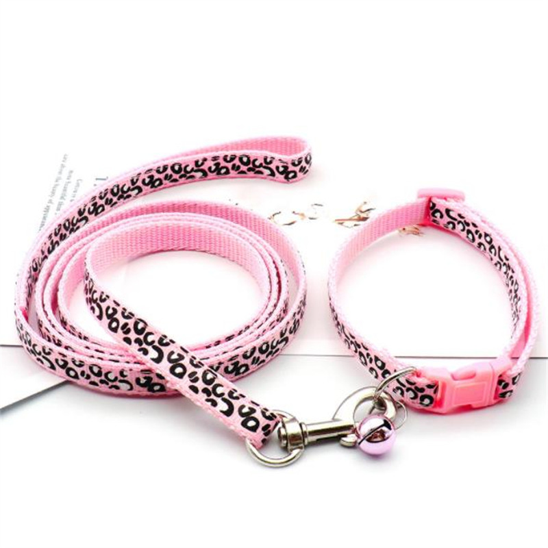 Κολάρο για σκύλους μόδας Σχοινί έλξης Μοτίβο Leopard Cute Bell Ρυθμιζόμενα περιλαίμια για σκύλους Γάτες Αξεσουάρ για κατοικίδια κουτάβι DIY