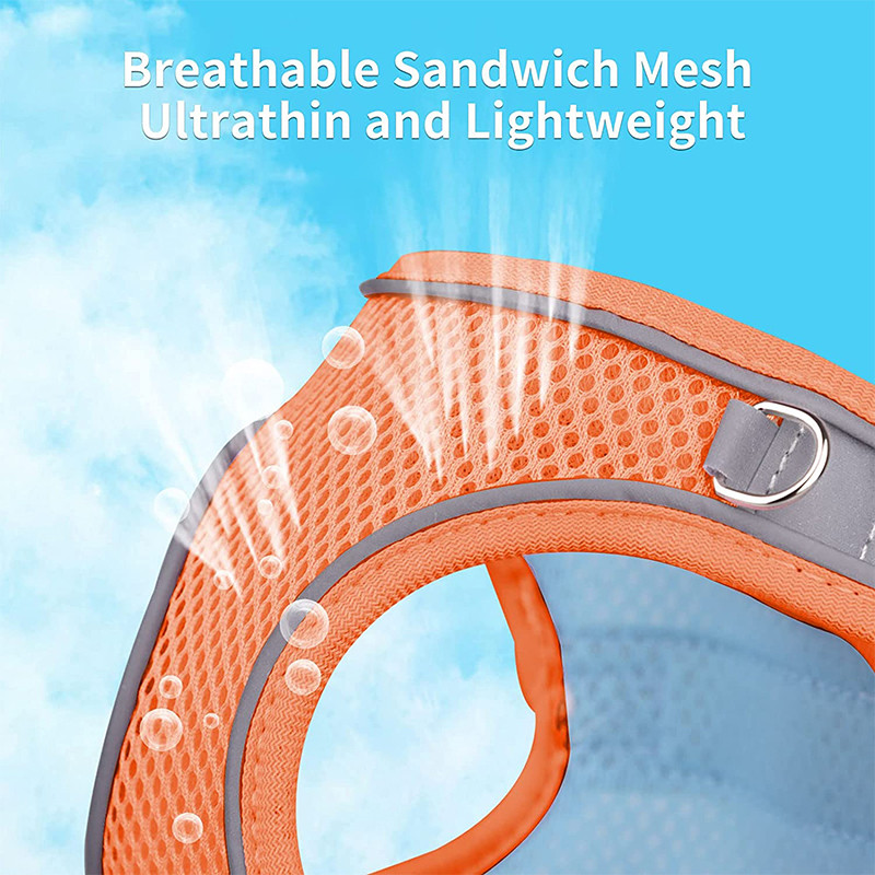 Ērta maza suņu iejūga un pavadas komplekts Tīkla kucēnu vestes iejūga ar atstarojošu sloksni, ieejama āra kaķa veste pastaigām