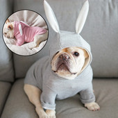 Ρούχα για σκύλους για κατοικίδια με αυτιά κουνελιού Ρούχα για μικρά σκυλιά Παλτό Χειμερινό σκυλί με κουκούλα Γαλλικά μπουλντόγκ Ρούχα για σκύλους Στολή ζεστά ρούχα για κατοικίδια