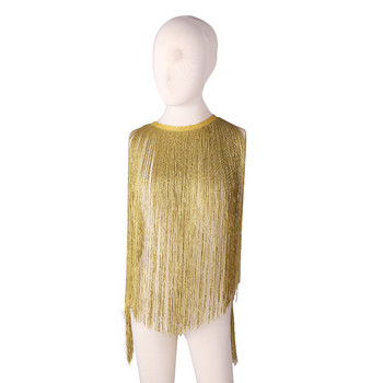 Красива 50CM/Опаковка Пискюл със златни ресни Подрязване на ресни Латиноамериканска рокля Аксесоари за сценични дрехи 50cm Широка дантелена панделка Пискюл