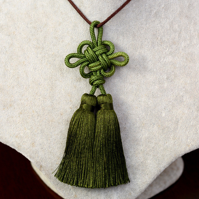 2 db Kiváló minőségű kínai csomók dupla farok bojtok medál barkács ékszerek otthoni függönyvarrás kiegészítők autós kulcstáska díszíti kézműves