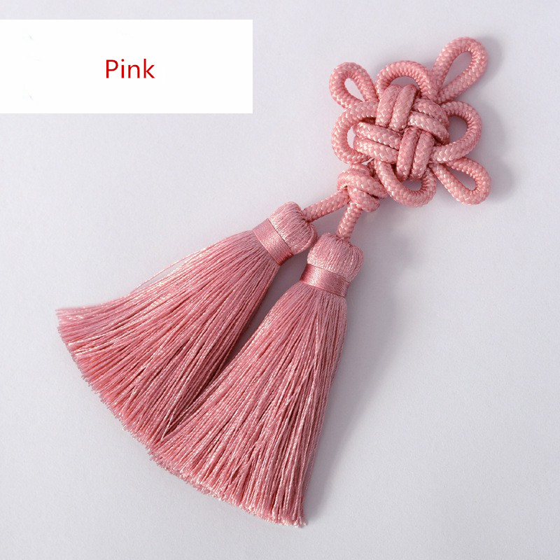 2 db Kiváló minőségű kínai csomók dupla farok bojtok medál barkács ékszerek otthoni függönyvarrás kiegészítők autós kulcstáska díszíti kézműves