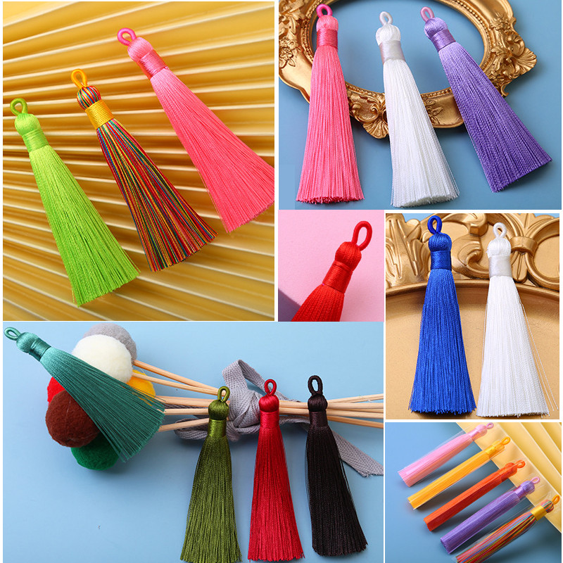 5/10 gab. Zīda pušķi Auskari kulons Piekariņi Amatniecība Sudraba gala vāciņi Pušķi Birste DIY rotaslietu izgatavošanai Piederumi Mazi 8cm