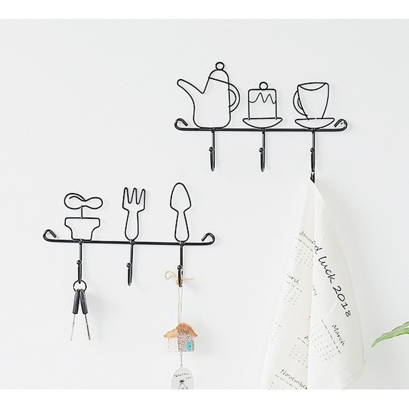 Cârlig de haină nordic Umeraș pentru pălărie neagră, potrivit 1 buc Suport cheie simplu, sticla de apă de fier, cârlig pentru agățat pe perete pentru decorarea casei