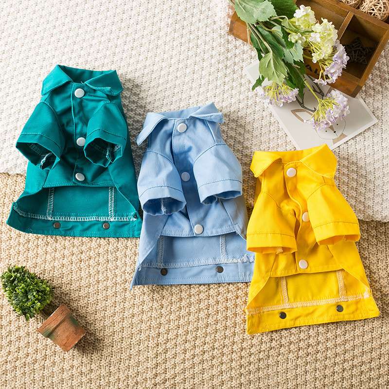 Farmerkabát húzógyűrűvel Kutya tavaszi és őszi ruhák, több színben kisállat kis és közepes kutya Jean ruházat kölyök dzsekik