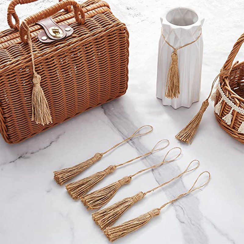 10 DB 6 cm-es zsinór Retro természet juta kötél bojt parasztház esküvői parti karácsonyi lakberendezési füzér függönyvarrás hozzáférés