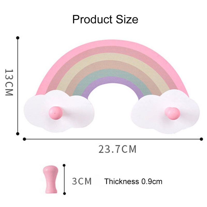 Jauki varavīksnes bērnu istabas ar āķi pie sienas stiprināms atslēgu turētājs Koka sienas pakaramais meitenes Guļamistabas dekorēšana Āķi Apģērbi Dažādi Organizators