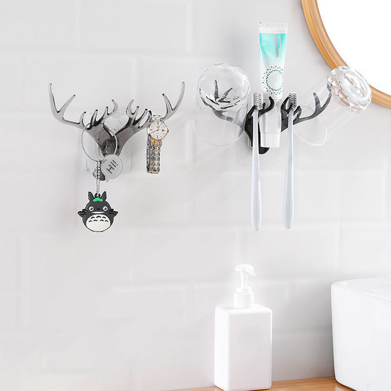 2 vnt. Elnio galvos kabliukai Sieninė kabykla Stags Rack Laikiklis Derva Daugiafunkcis kabliukas raktams Laikrodžio dantų šepetėlio laikiklis Vonios kambario dekoras