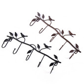 Retro 5 konksu sepistatud rauast linnu kujuga konksu leht seinamantli riidepuu võtmemantli hoidja 18*47cm