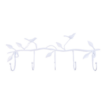 Retro 5 konksu sepistatud rauast linnu kujuga konksu leht seinamantli riidepuu võtmemantli hoidja 18*47cm