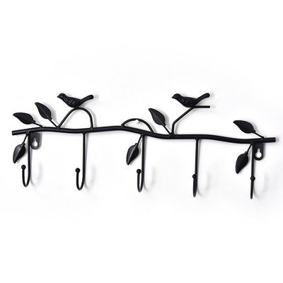Retro 5 konksu sepistatud rauast linnu kujuga konksu leht seinamantli riidepuu võtmemantli hoidja 18*47cm