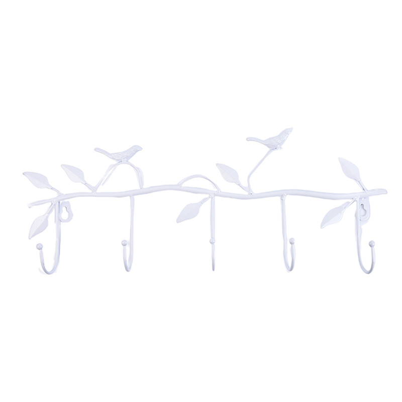Retro 5 konksu sepistatud rauast linnu kujuga konksu leht seinamantli riidepuu võtmemantli hoidja 18*47cm
