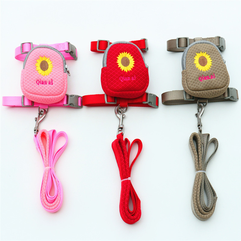 Hímzés Kettős felhasználású kutyahám és póráz Szép kisállat hátizsákok Cukorka Színek Uzsonnatáskák Chihuahua Yorkies kültéri játékhoz 10E
