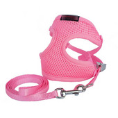 Ham din nailon moale pentru cățeluș și câine. Harnaș de aer confortabil pentru animale de companie mici și șnur Set de lese, ham pentru plimbare în aer liber, vestă 20E