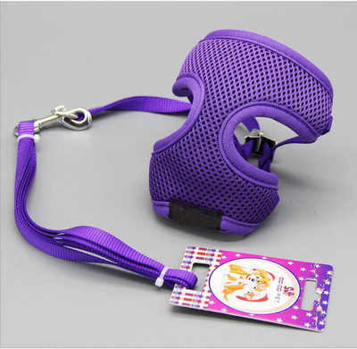 Ham din nailon moale pentru cățeluș și câine. Harnaș de aer confortabil pentru animale de companie mici și șnur Set de lese, ham pentru plimbare în aer liber, vestă 20E