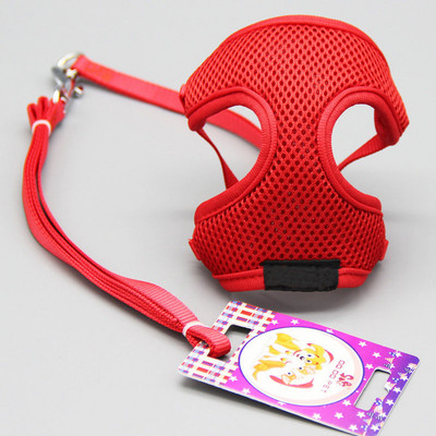 Ham din nailon moale pentru cățeluș și câine. Harnaș de aer confortabil pentru animale de companie mici și șnur Set de lese, ham pentru plimbare în aer liber, vestă 20E