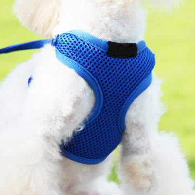 Ham din nailon moale pentru cățeluș și câine. Harnaș de aer confortabil pentru animale de companie mici și șnur Set de lese, ham pentru plimbare în aer liber, vestă 20E