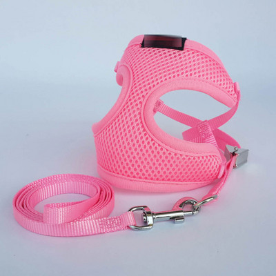 Ham din nailon moale pentru cățeluș și câine. Harnaș de aer confortabil pentru animale de companie mici și șnur Set de lese, ham pentru plimbare în aer liber, vestă 20E