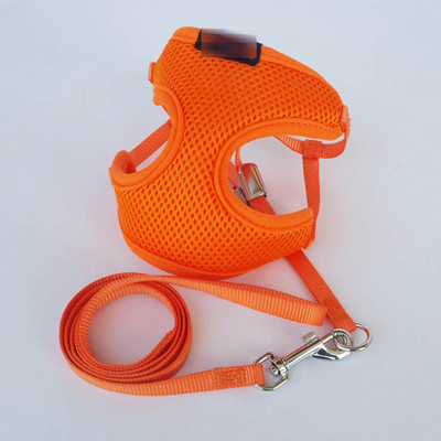 Ham din nailon moale pentru cățeluș și câine. Harnaș de aer confortabil pentru animale de companie mici și șnur Set de lese, ham pentru plimbare în aer liber, vestă 20E