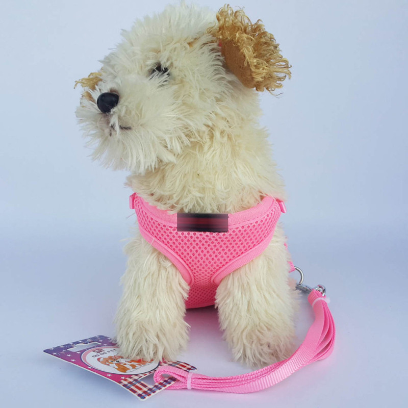 Ham din nailon moale pentru cățeluș și câine. Harnaș de aer confortabil pentru animale de companie mici și șnur Set de lese, ham pentru plimbare în aer liber, vestă 20E